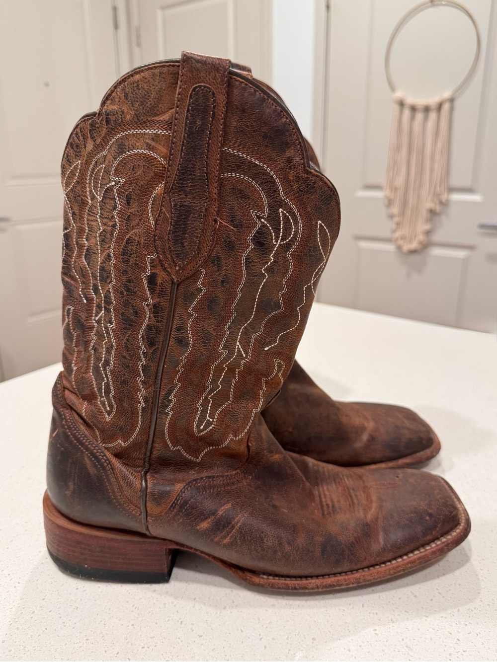 J.B. Dillon Men's Genuine Goat Leather Western Cowboy Boots Square Toe 11D